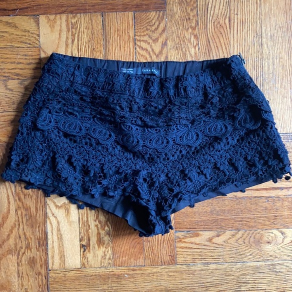 Zara black crochet shorts